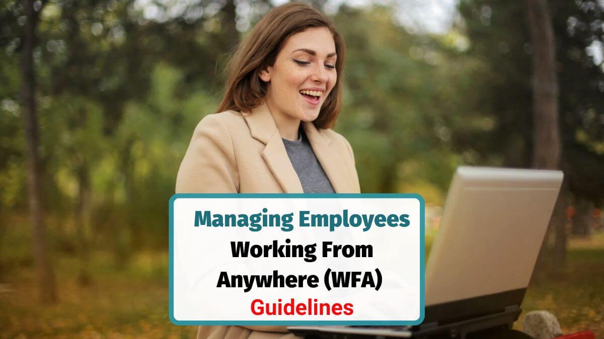 Manager working remotely and leading staff working from home or anywhere (WFA)